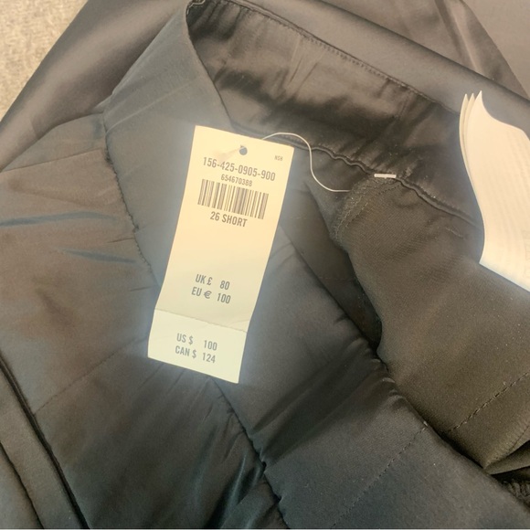 A&F Sloane Tailored Satin Trousers Pant 26/2 short Black High Rise Wide Leg NWT - Picture 11 of 12